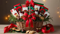 A holiday gift basket as closing gifts for new home buyers