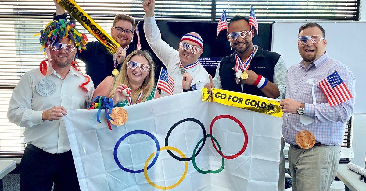 Sales Team Celebrating Olympic Contest 